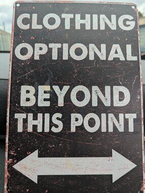 Clothing Optional Beyond This Point Sign Vintage Metal Tin Signs 12 X 8 Inch